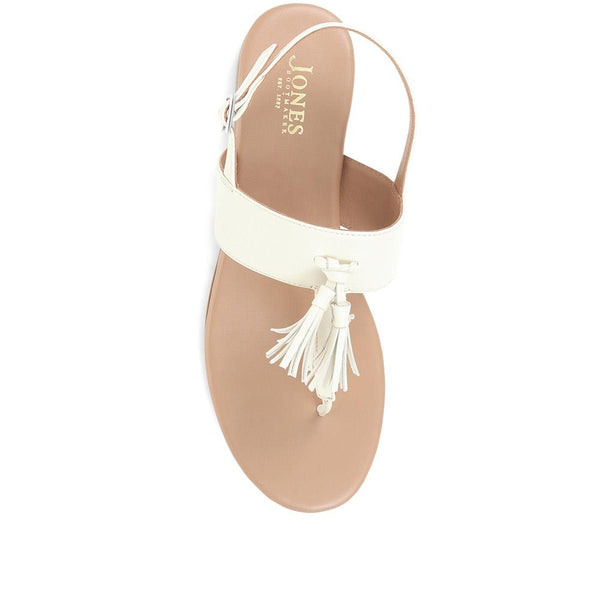 Jones Bootmaker Outlet Lizabeth Leather Thong Sandals - Cream