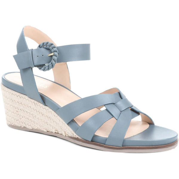 jones bootmaker Outlet Loriana Leather Woven Wedge Sandals - Blue