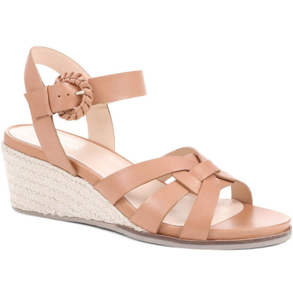 jones bootmaker Outlet Loriana Leather Woven Wedge Sandals - Tan