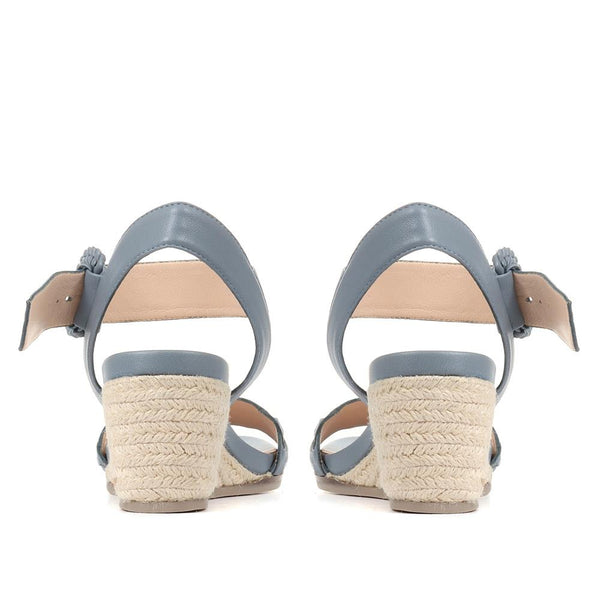 Jones Bootmaker Outlet Luana Leather Wedge Sandals - Blue