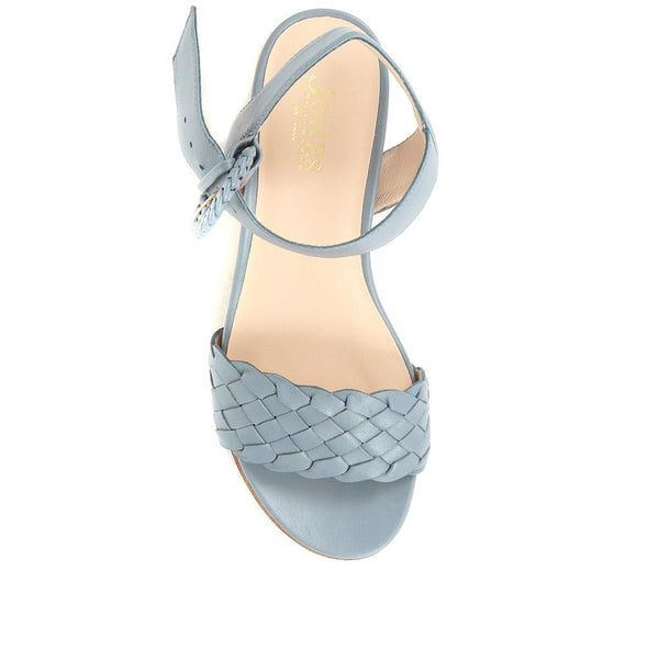 Jones Bootmaker Outlet Luana Leather Wedge Sandals - Blue