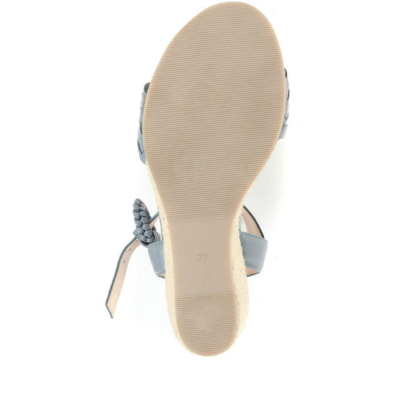 Jones Bootmaker Outlet Luana Leather Wedge Sandals - Blue