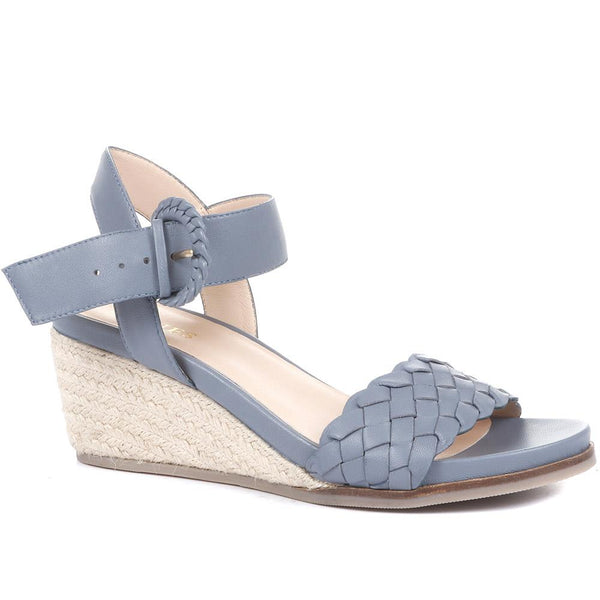 jones bootmaker Outlet Luana Leather Wedge Sandals - Blue