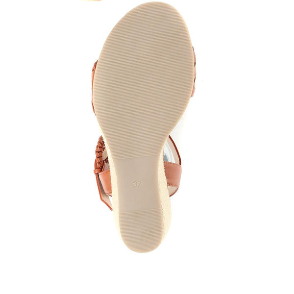 Jones Bootmaker Outlet Luana Leather Wedge Sandals - Tan Leather