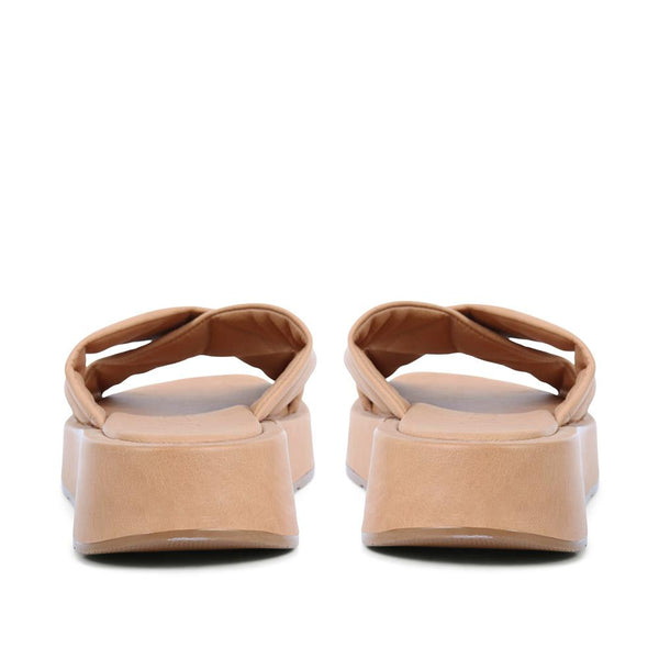Jones Bootmaker Outlet Madeley Leather Platform Mule Sandals - Tan