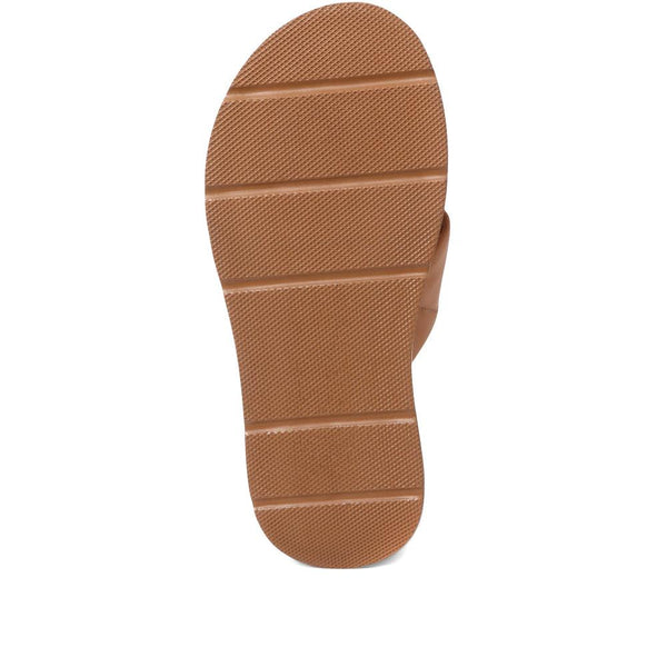 Jones Bootmaker Outlet Madeley Leather Platform Mule Sandals - Tan