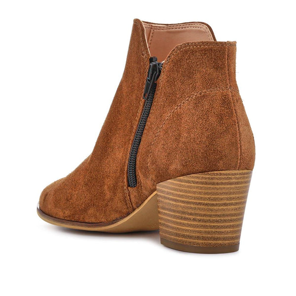 Jones Bootmaker Outlet Madri Leather Cuban-Heeled Ankle Boots - Cognac Suede