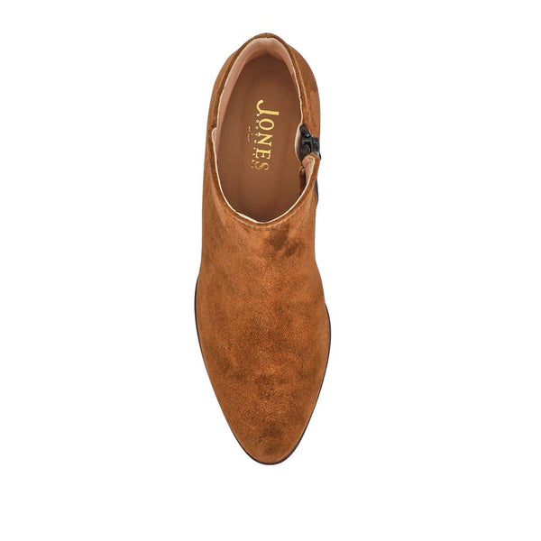 Jones Bootmaker Outlet Madri Leather Cuban-Heeled Ankle Boots - Cognac Suede