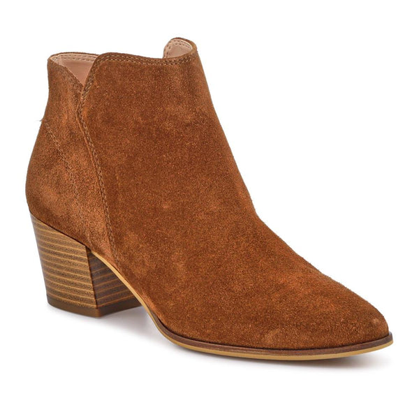 jones bootmaker Outlet Madri Leather Cuban-Heeled Ankle Boots - Cognac Suede