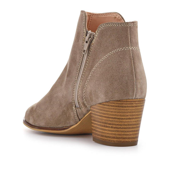Jones Bootmaker Outlet Madri Leather Cuban-Heeled Ankle Boots - Taupe Suede