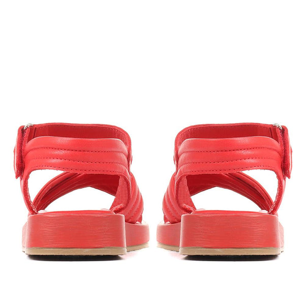 Jones Bootmaker Outlet Maera Leather Platform Sandals - Red