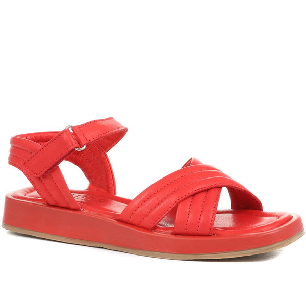 jones bootmaker Outlet Maera Leather Platform Sandals - Red