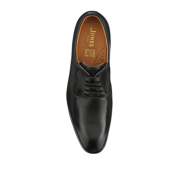 Jones Bootmaker Outlet Manson Wide Fit Wax-Finished Leather Oxfords - Black