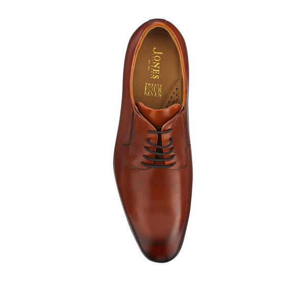 Jones Bootmaker Outlet Manson Wide Fit Wax-Finished Leather Oxfords - Cognac