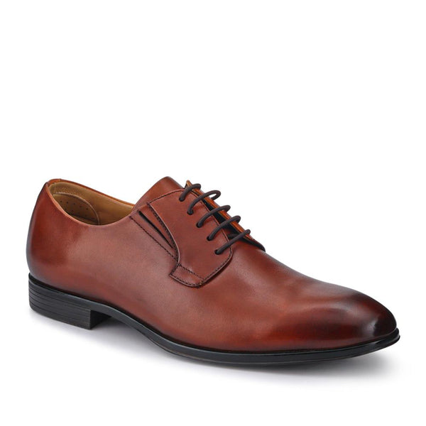 jones bootmaker Outlet Manson Wide Fit Wax-Finished Leather Oxfords - Cognac