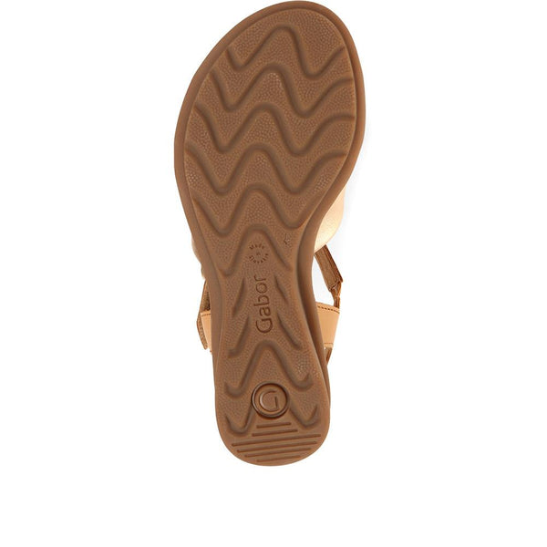 Jones Bootmaker Outlet Millie Flat Leather Sandals - Champagne-Tan