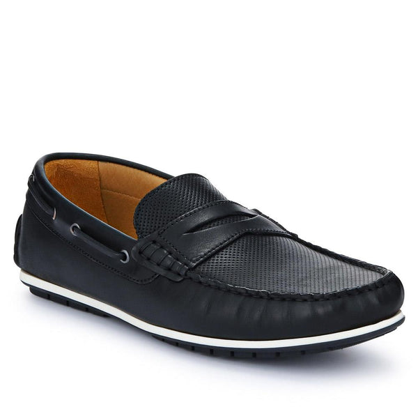 jones bootmaker Outlet Parks Casual Leather Moccasins - Black