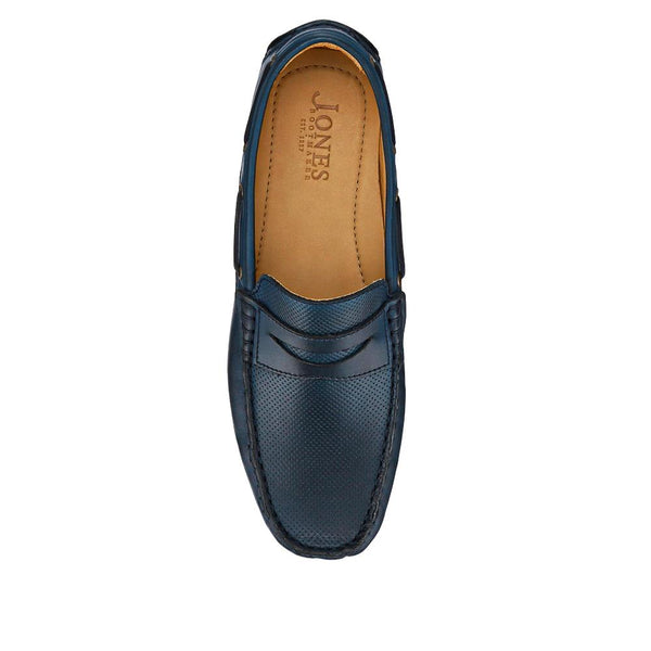 Jones Bootmaker Outlet Parks Casual Leather Moccasins - Navy