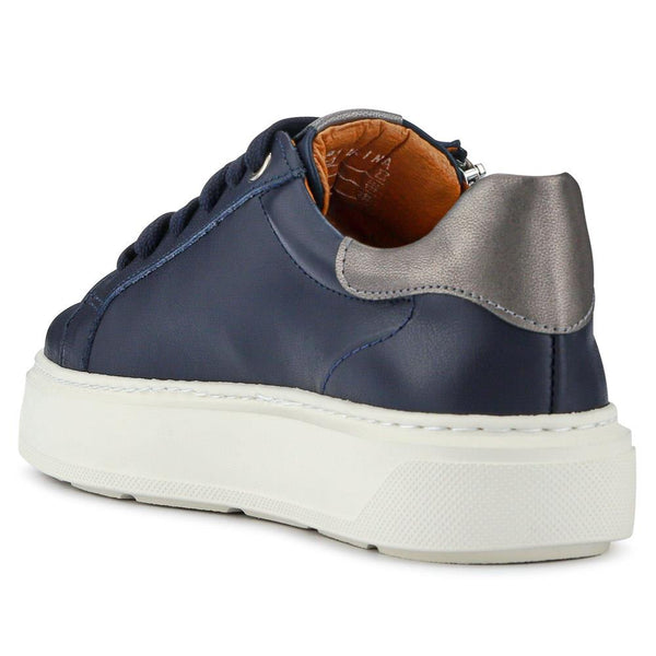 Jones Bootmaker Outlet Paulina Chunky Leather Trainers - Navy