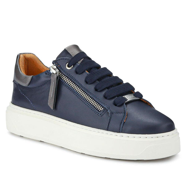 jones bootmaker Outlet Paulina Chunky Leather Trainers - Navy