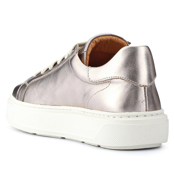 Jones Bootmaker Outlet Paulina Chunky Leather Trainers - Pewter
