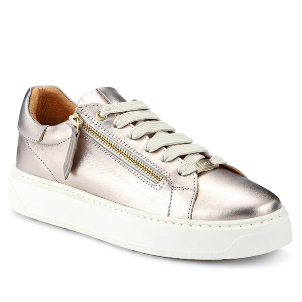 Jones Bootmaker Outlet Paulina Chunky Leather Trainers - Pewter
