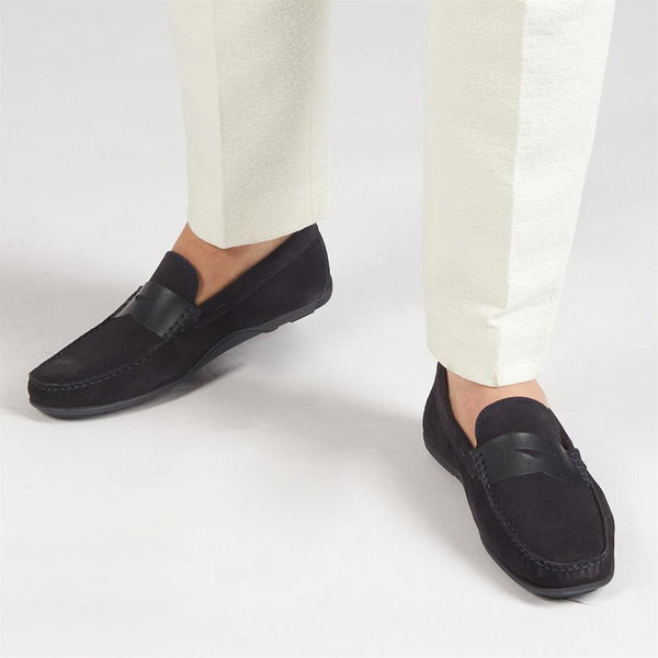 Jones Bootmaker Outlet Pierson Suede Leather Loafers - Navy Suede