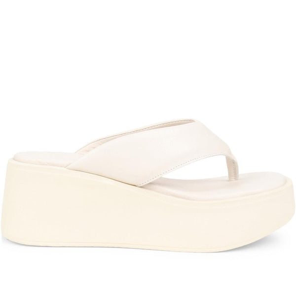 Jones Bootmaker Outlet Platform Toe Post Sandals - White
