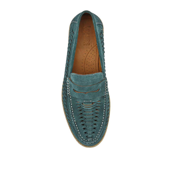 Jones Bootmaker Outlet Raheem Leather Loafers - Green Suede