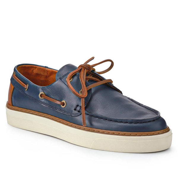 jones bootmaker Outlet Rhodes Leather Boat Shoes - Navy