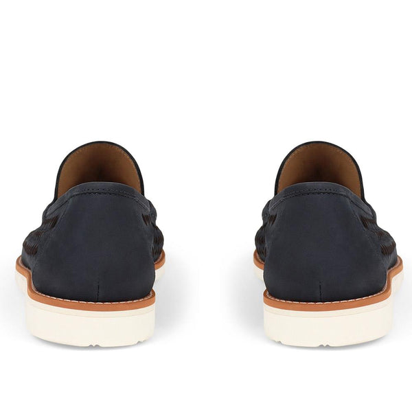 Jones Bootmaker Outlet Riptide Leather Moccasins - Navy Nubuck