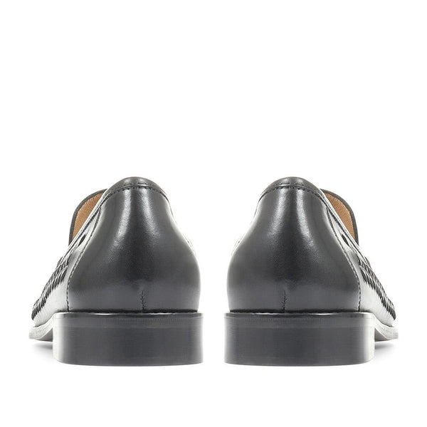 Jones Bootmaker Outlet Riverside Woven Leather Loafers - Black