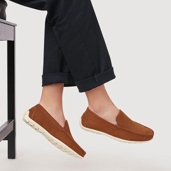 Jones Bootmaker Outlet Rohan Wide Fit Leather Sheepskin-Lined Moccasins - Tan