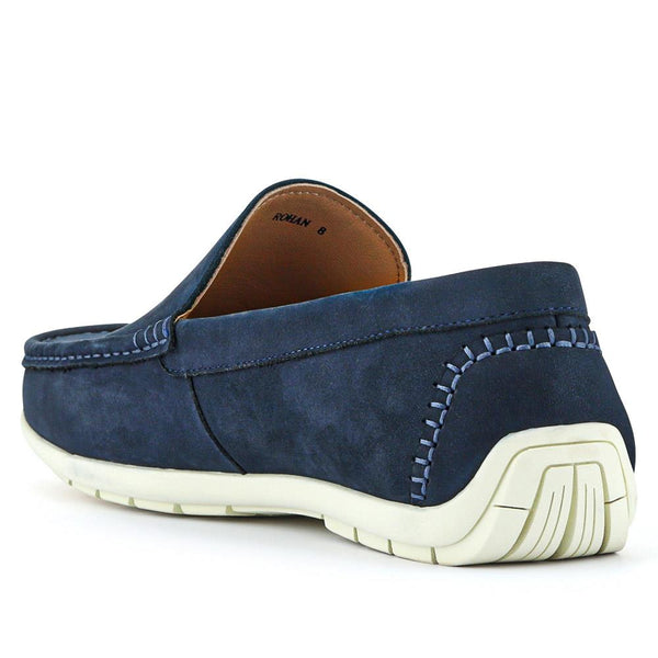 Jones Bootmaker Outlet Rohan Wide Fit Leather Sheepskin-Lined Moccasins - Navy
