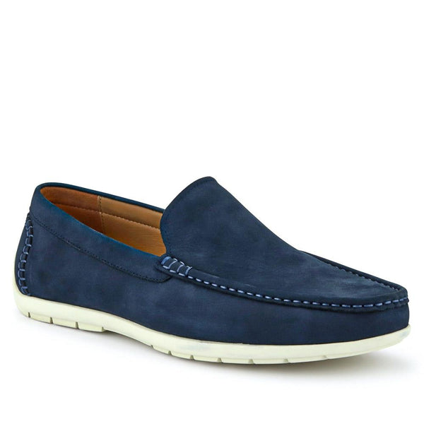 jones bootmaker Outlet Rohan Wide Fit Leather Sheepskin-Lined Moccasins - Navy