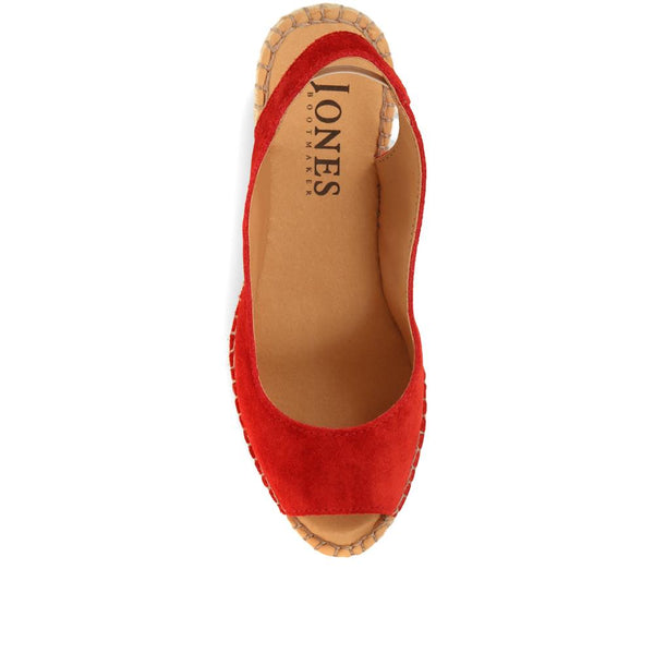 Jones Bootmaker Outlet Rosanna Slingback Wedges - Red Suede