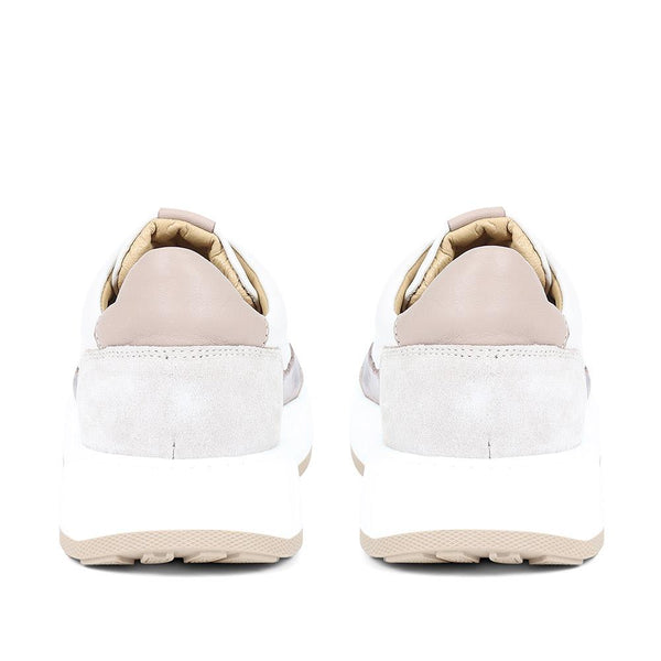 Jones Bootmaker Outlet Scarlette Leather Trainers - Beige