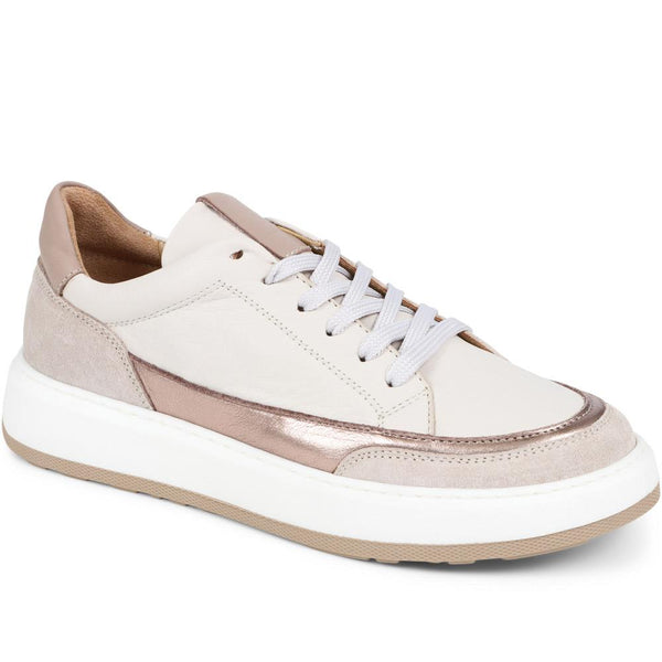 jones bootmaker Outlet Scarlette Leather Trainers - Beige