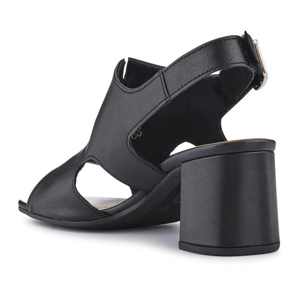 Jones Bootmaker Outlet Smart Leather Block-Heeled Sandals - Black