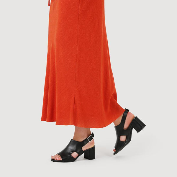 Jones Bootmaker Outlet Smart Leather Block-Heeled Sandals - Black