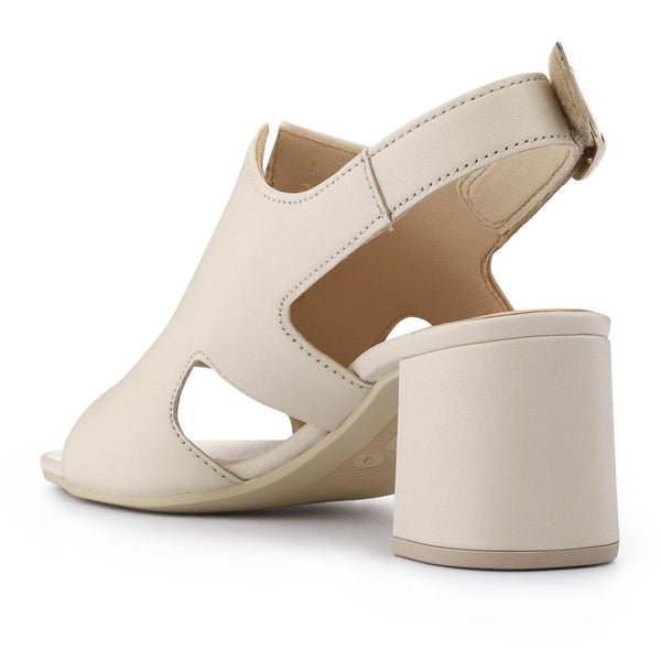 Jones Bootmaker Outlet Smart Leather Block-Heeled Sandals - Cream