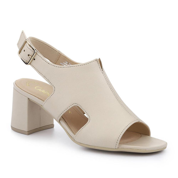 jones bootmaker Outlet Smart Leather Block-Heeled Sandals - Cream
