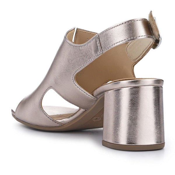 Jones Bootmaker Outlet Smart Leather Block-Heeled Sandals - Metallic Beige