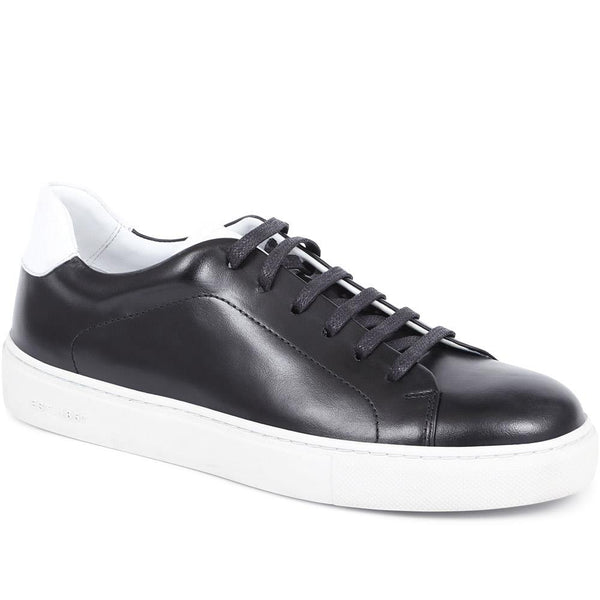 jones bootmaker Outlet Snapdragon Pebble Leather Trainers - Black