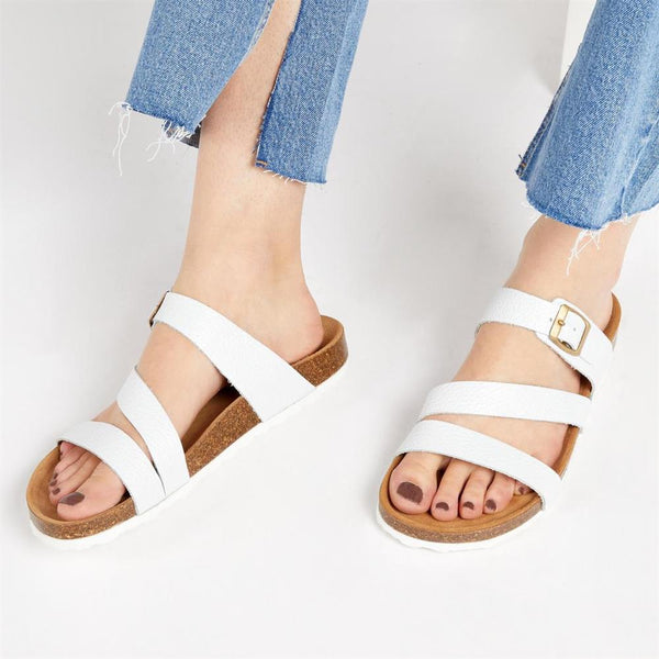 Jones Bootmaker Outlet Tabatha Leather Mule Sandals - White