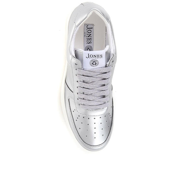 Jones Bootmaker Outlet Tabbee Apple Leather Trainers - Silver