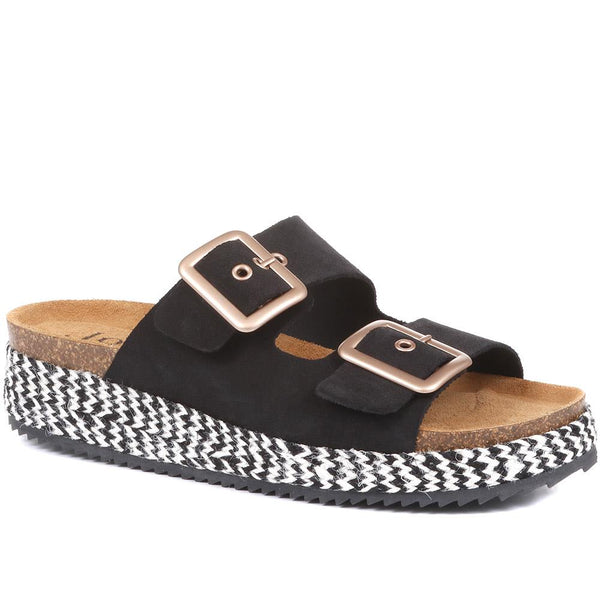 jones bootmaker Outlet Tammy Double Buckle Mule Sandals - Black Suede