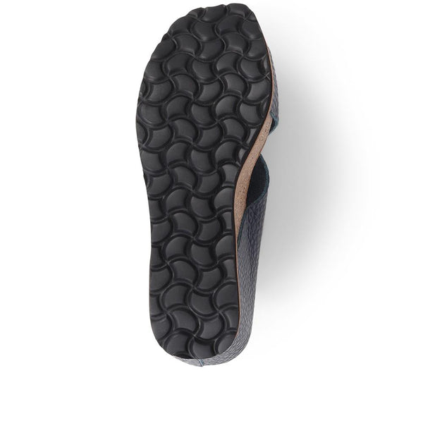 Jones Bootmaker Outlet Tansy Leather Wedge Mule Sandals - Navy