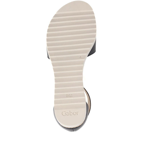 Jones Bootmaker Outlet Ticho Leather Wedge Sandals - Black