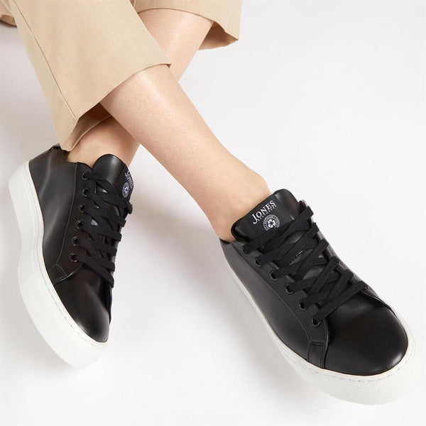 Jones Bootmaker Outlet Tillie Apple Leather Trainers - Black